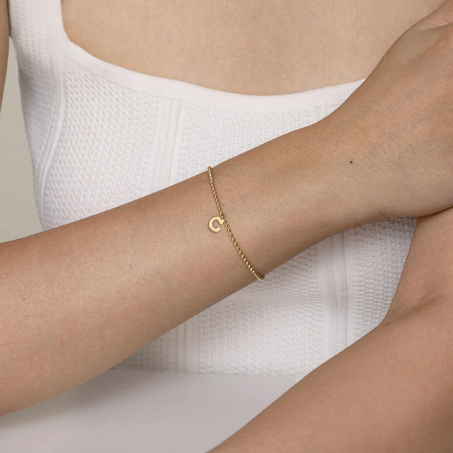 14K Yellow Gold Bujukan Initial C Bracelet