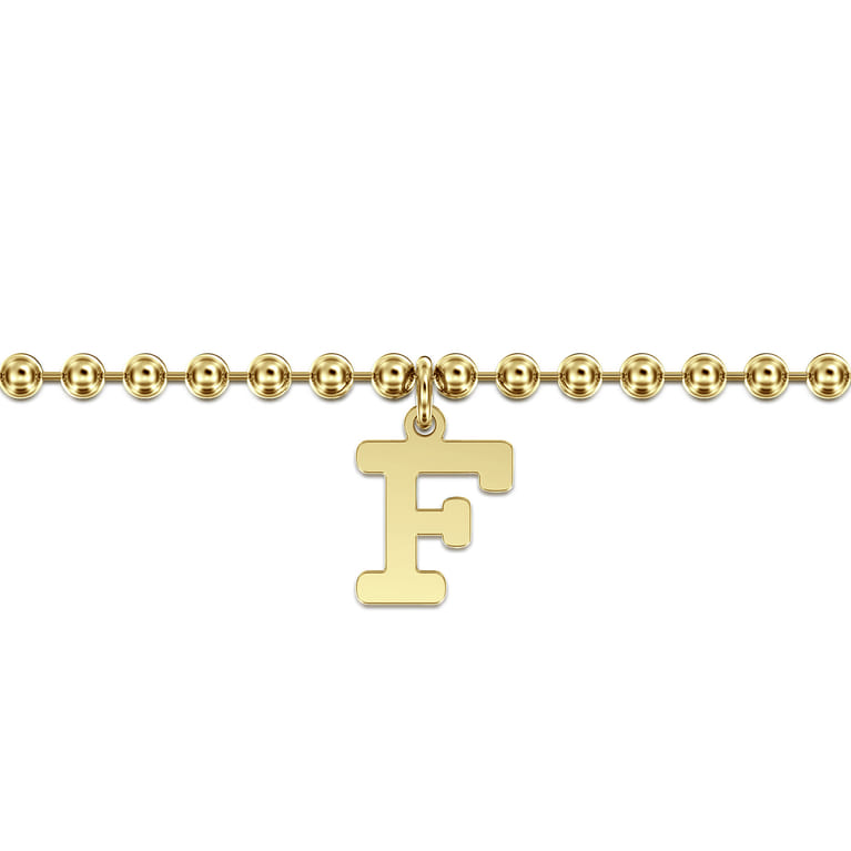 14K Yellow Gold Bujukan Initial F Bracelet - Shot 2