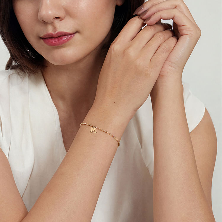 14K Yellow Gold Bujukan Initial M Bracelet