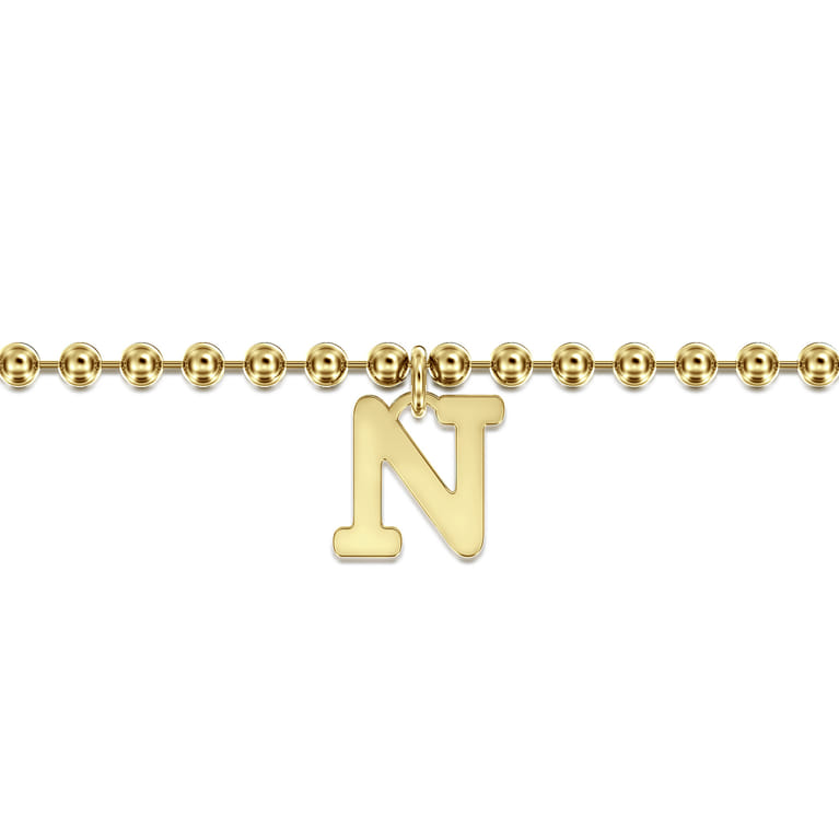 14K Yellow Gold Bujukan Initial N Bracelet - Shot 2