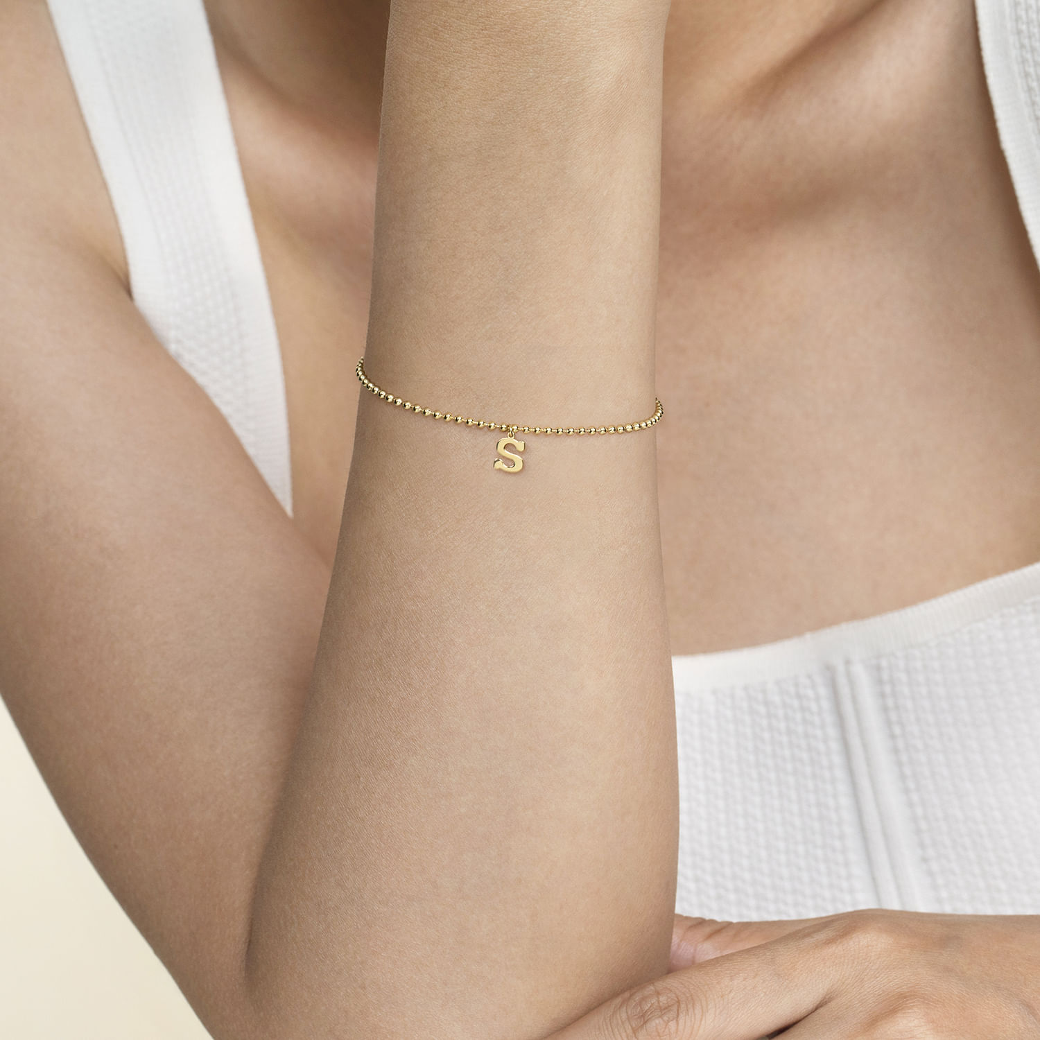 14K Yellow Gold Bujukan Initial S Bracelet