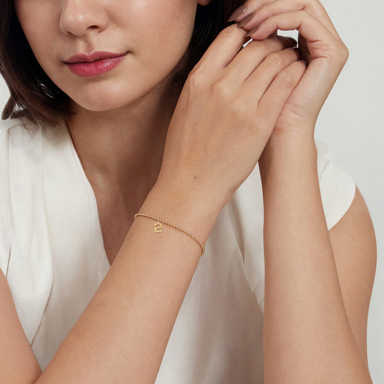 14K Yellow Gold Bujukan Initial S Bracelet - Shot 4