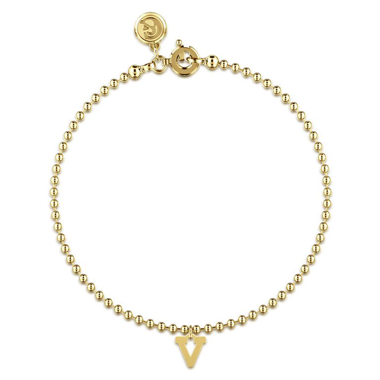 14K Yellow Gold Bujukan Initial V Bracelet - Shot 1