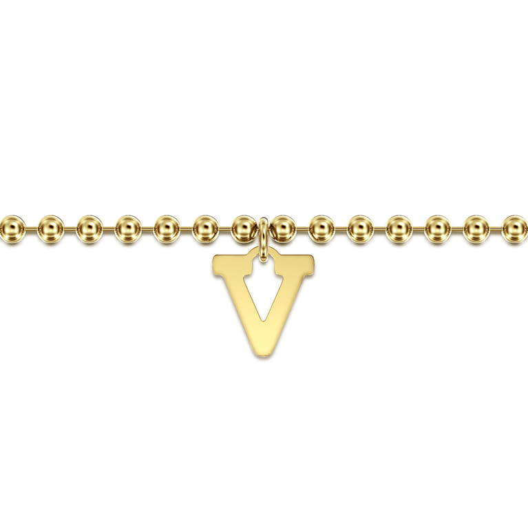 14K Yellow Gold Bujukan Initial V Bracelet - Shot 2