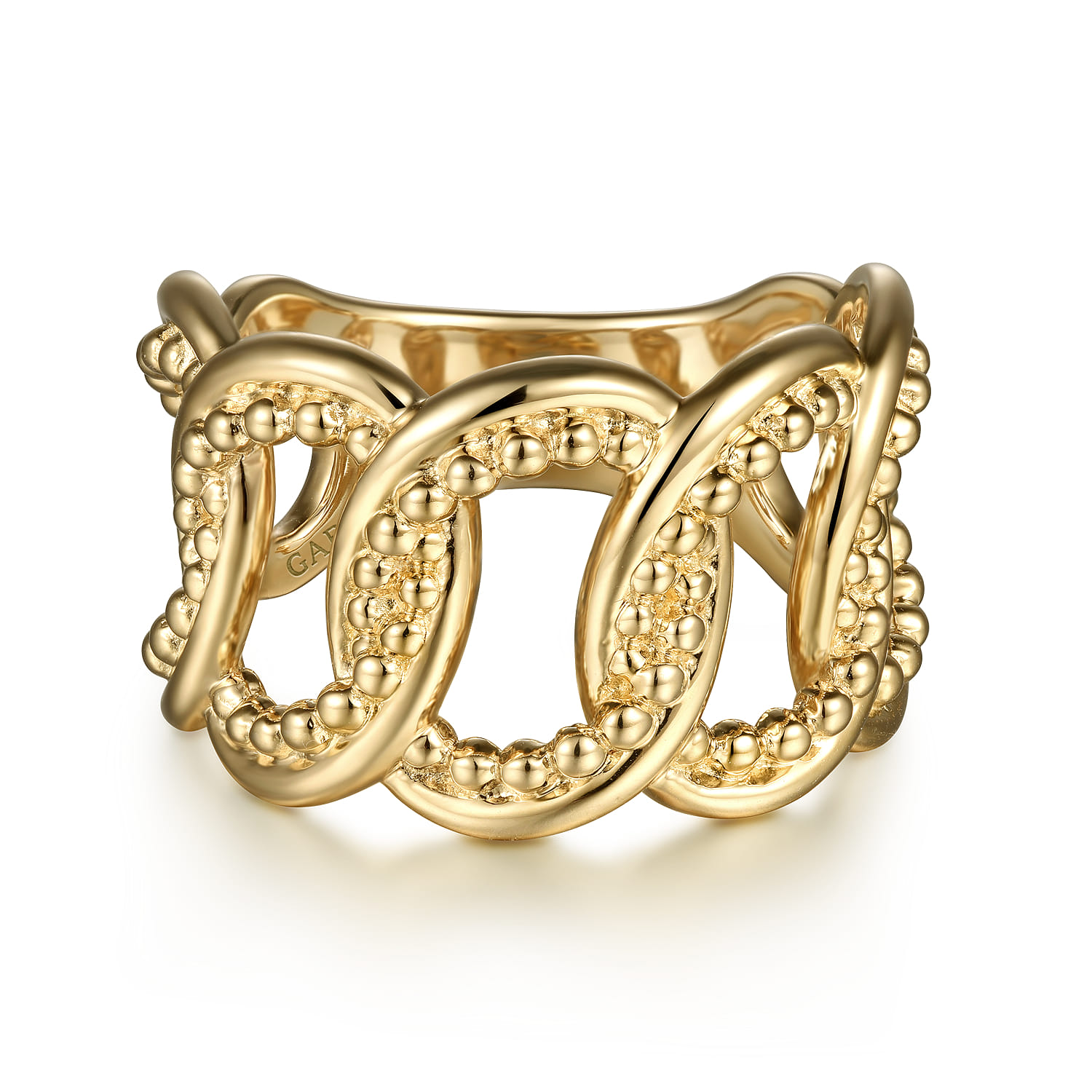 14K Yellow Gold Bujukan Intertwining Link Wide Band Ring - Shot 1