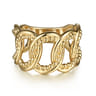 14K Yellow Gold Bujukan Intertwining Link Wide Band Ring