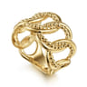 14K Yellow Gold Bujukan Intertwining Link Wide Band Ring