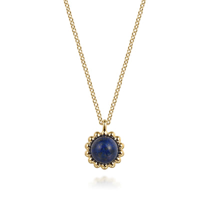 14K Yellow Gold Bujukan Lapis Pendant Necklace