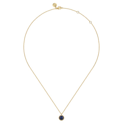 14K Yellow Gold Bujukan Lapis Pendant Necklace