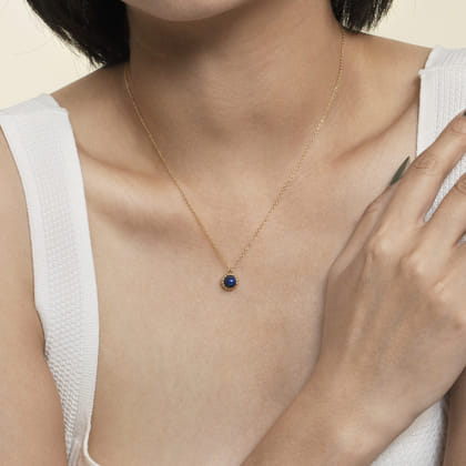 14K Yellow Gold Bujukan Lapis Pendant Necklace