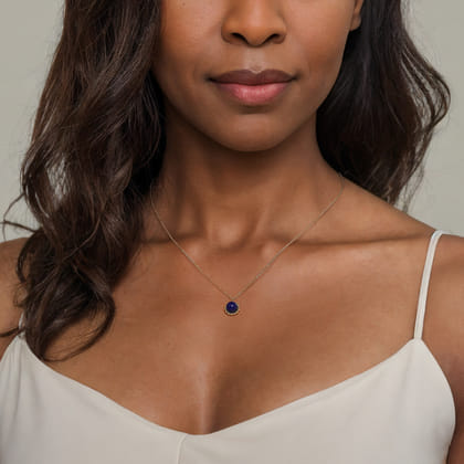 14K Yellow Gold Bujukan Lapis Pendant Necklace