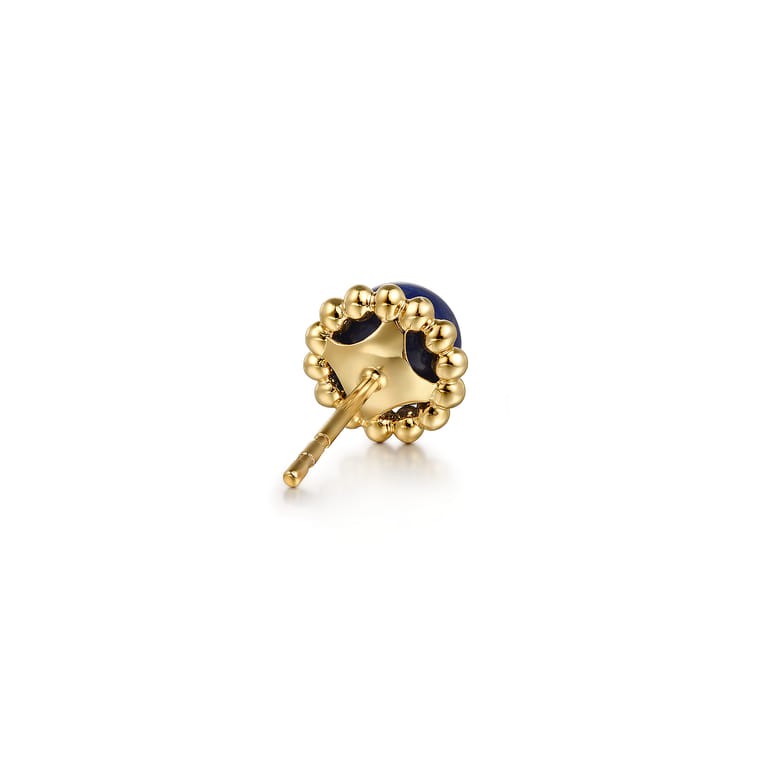 14K Yellow Gold Bujukan Lapis Stud Earrings - Shot 3