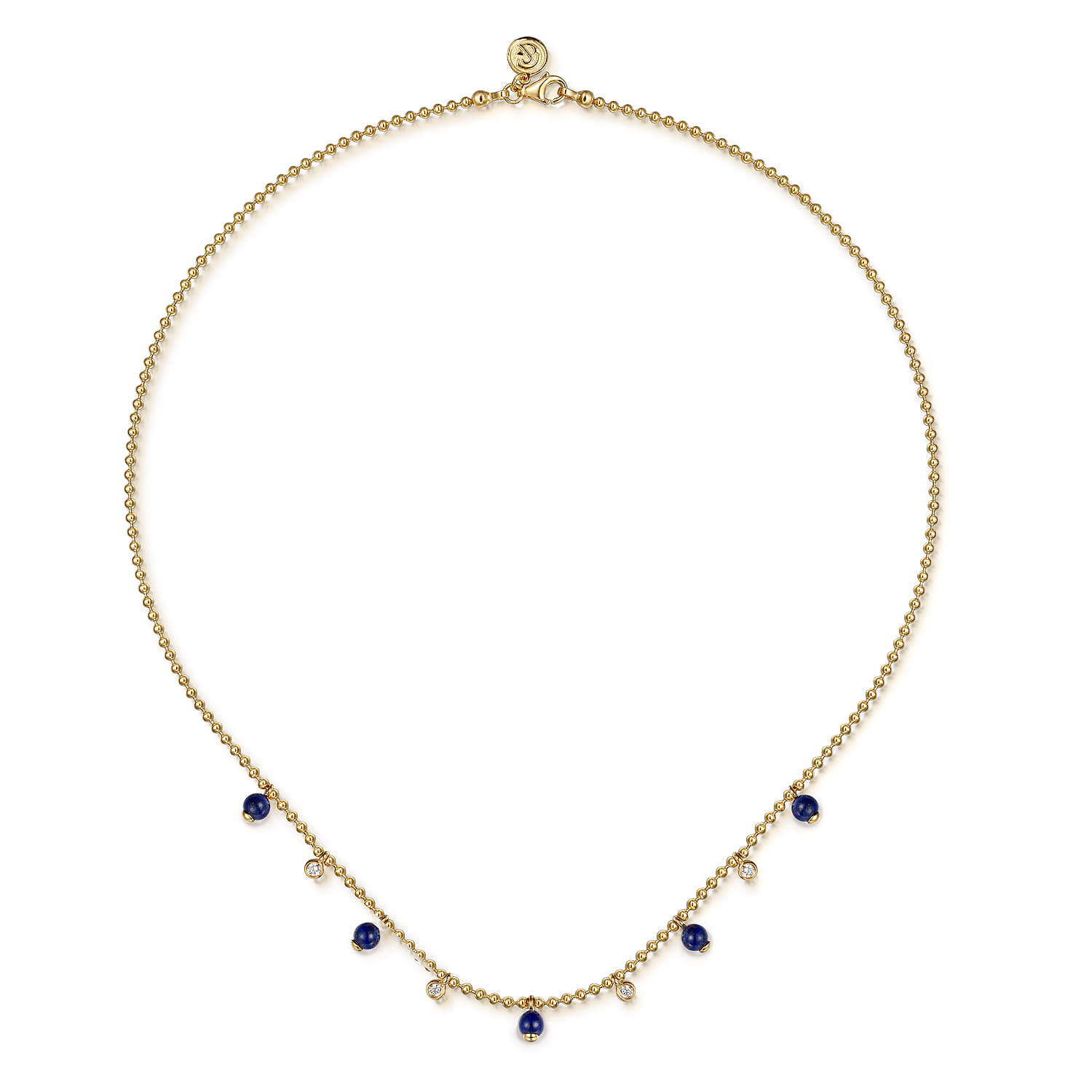 14K Yellow Gold Bujukan Lapis and White Sapphire Droplet Necklace - Shot 2