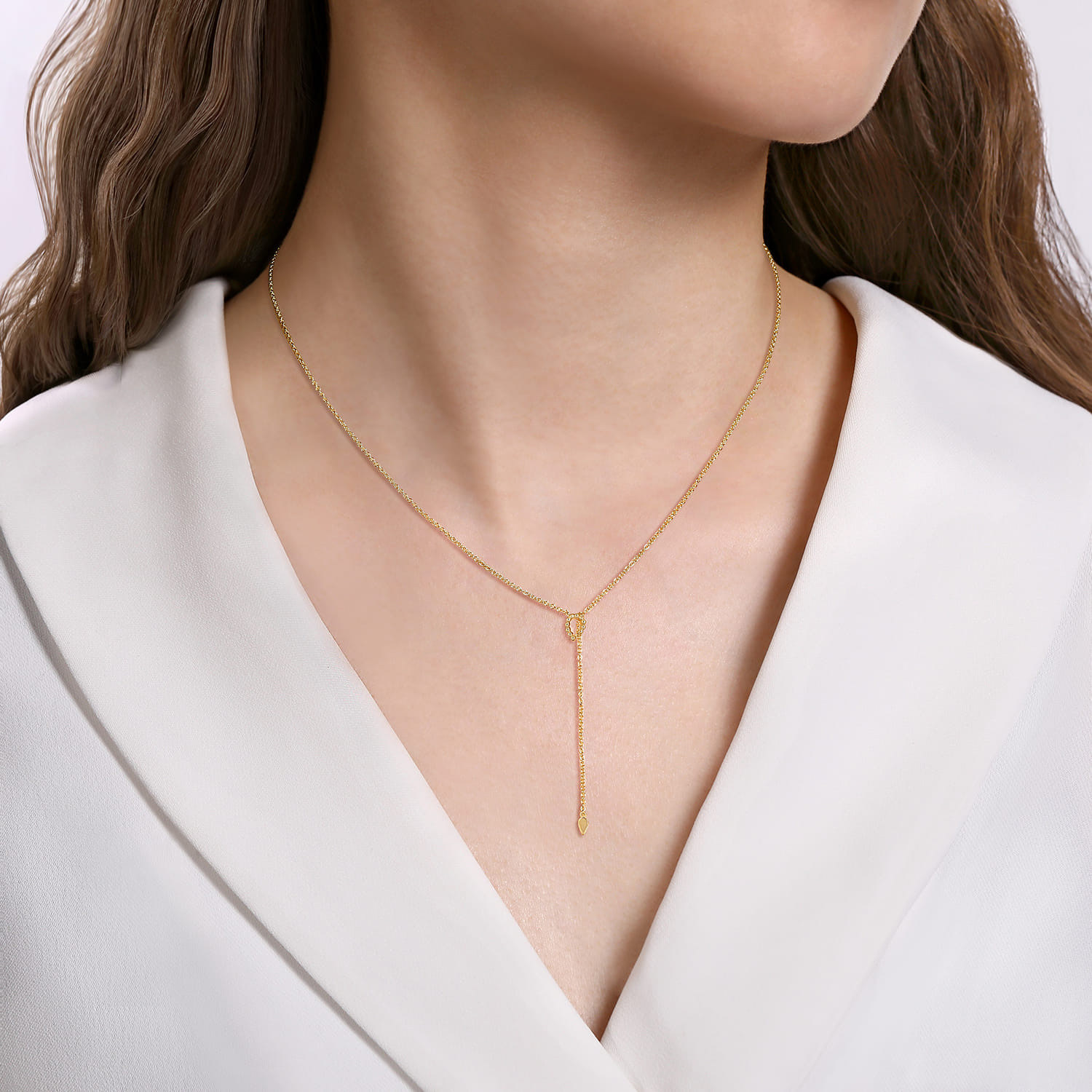 14K Yellow Gold Bujukan Lariat Necklace