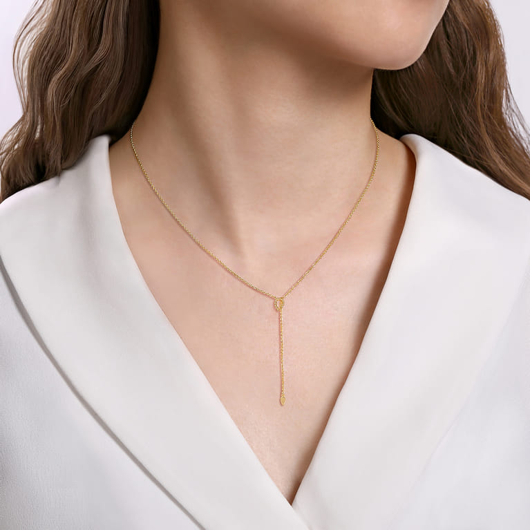 14K Yellow Gold Bujukan Lariat Necklace - Shot 3
