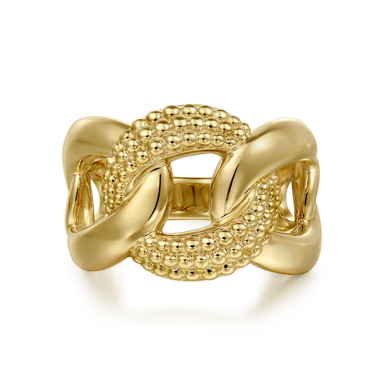 14K Yellow Gold Bujukan Link Chain Ladies Ring - Shot 1