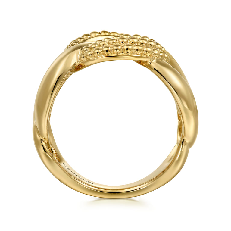 14K Yellow Gold Bujukan Link Chain Ladies Ring - Shot 2