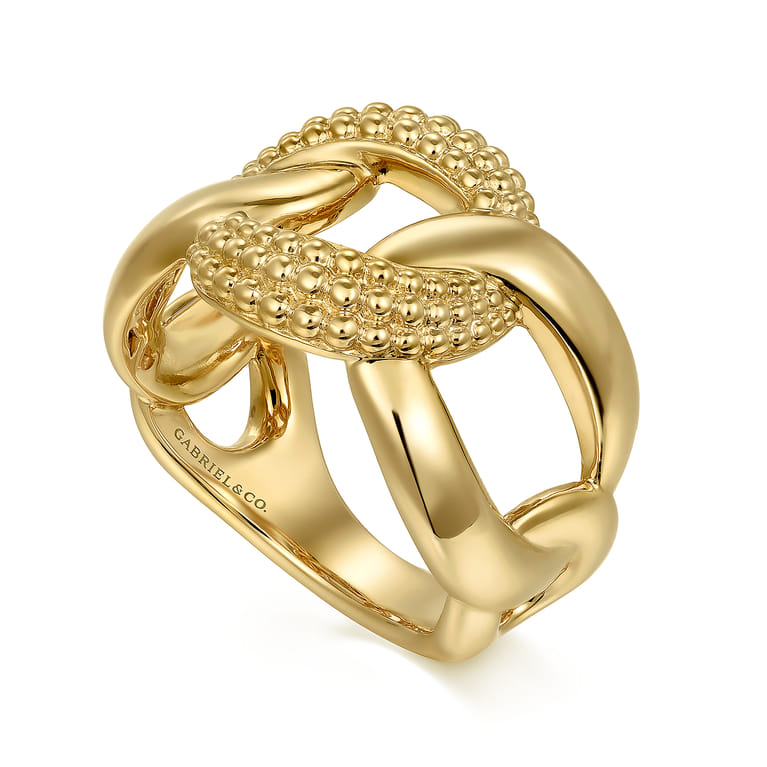 14K Yellow Gold Bujukan Link Chain Ladies Ring - Shot 3