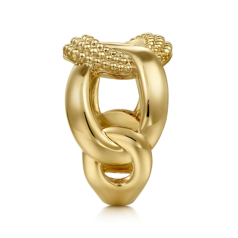14K Yellow Gold Bujukan Link Chain Ladies Ring - Shot 4