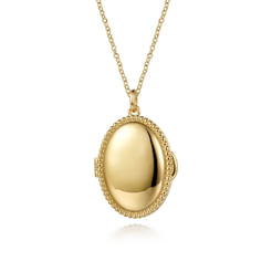 14K Yellow Gold Bujukan Locket Pendant Necklace