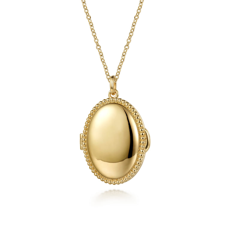 14K Yellow Gold Bujukan Locket Pendant Necklace - Shot 1
