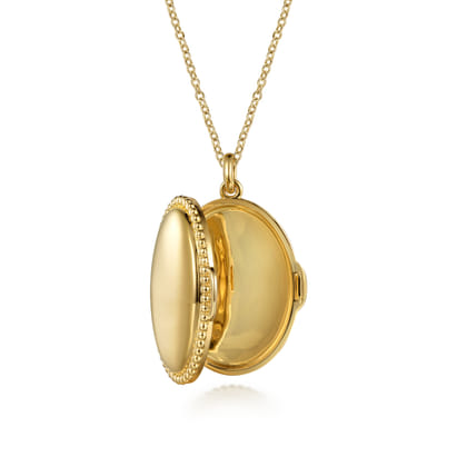 14K Yellow Gold Bujukan Locket Pendant Necklace