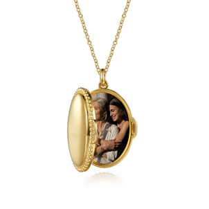 14K Yellow Gold Bujukan Locket Pendant Necklace