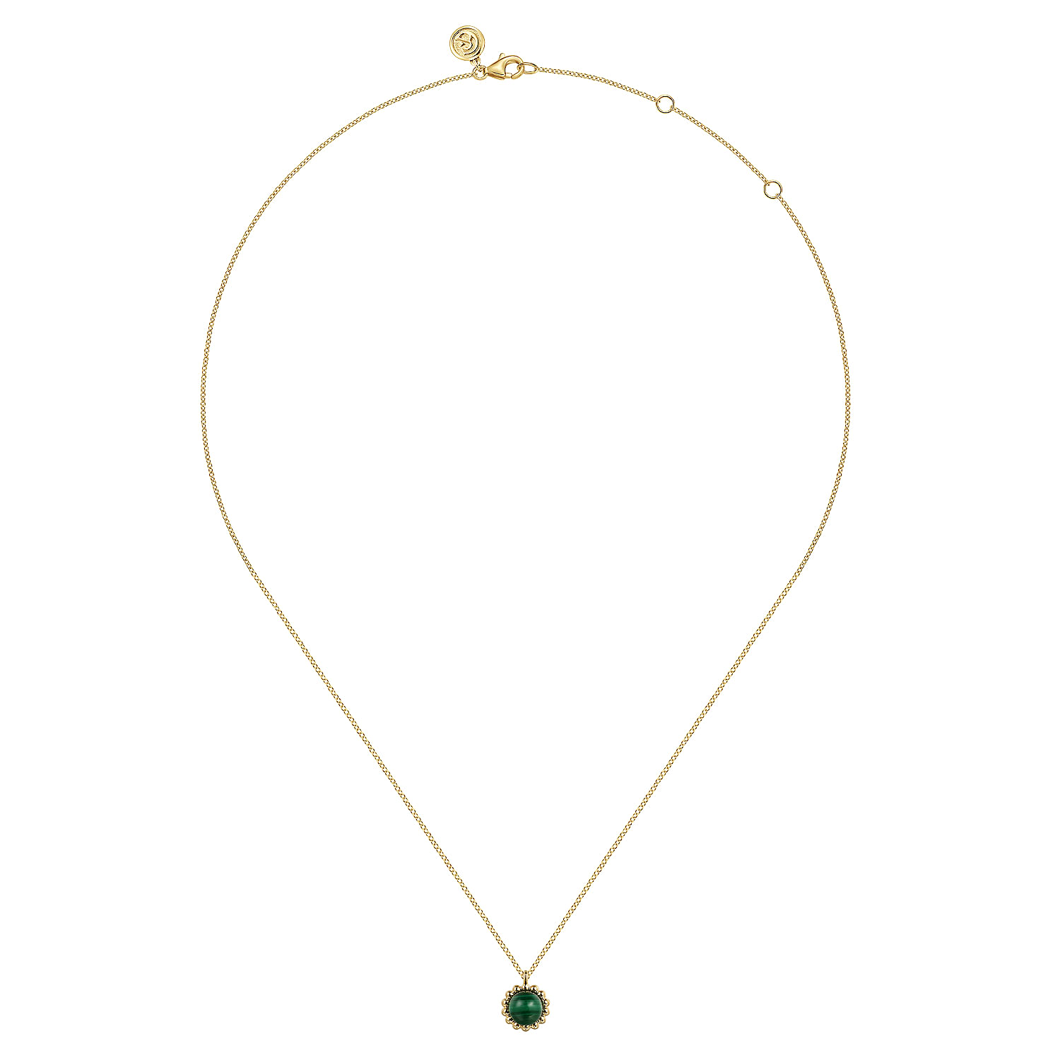 14K Yellow Gold Bujukan Malachite Pendant Necklace - Shot 2