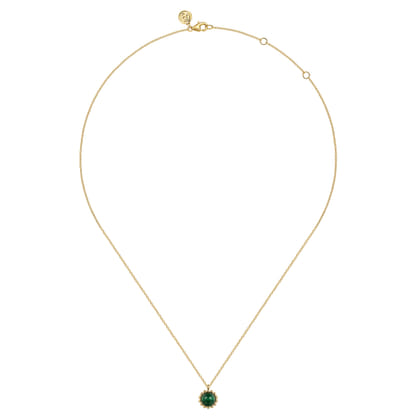 14K Yellow Gold Bujukan Malachite Pendant Necklace