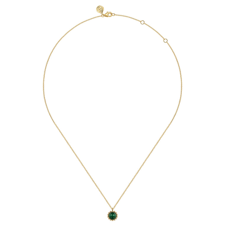 14K Yellow Gold Bujukan Malachite Pendant Necklace - Shot 2