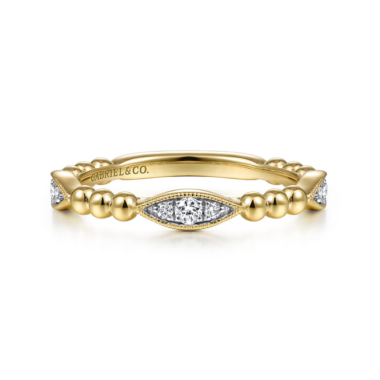 14K Yellow Gold Bujukan Marquise Pave Diamond Ring     Diamond Ring - 0.15 ct - Shot 1