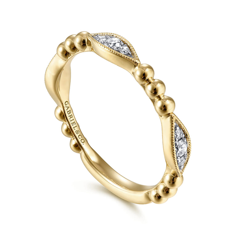14K Yellow Gold Bujukan Marquise Pave Diamond Ring     Diamond Ring - 0.15 ct - Shot 3