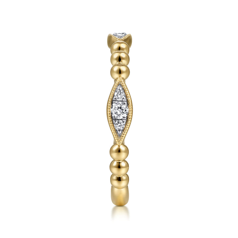 14K Yellow Gold Bujukan Marquise Pave Diamond Ring     Diamond Ring - 0.15 ct - Shot 4