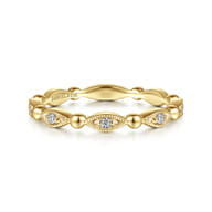 14K Yellow Gold Bujukan Marquise Station Diamond Ring