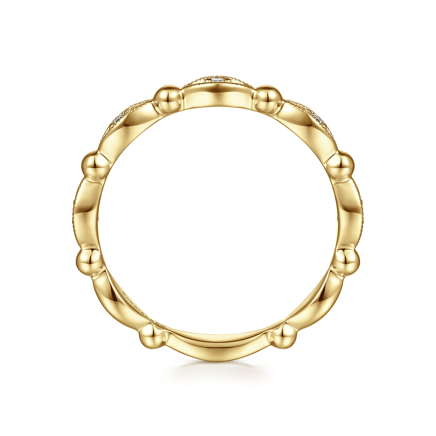 14K Yellow Gold Bujukan Marquise Station Diamond Ring - 0.05 ct - Shot 2