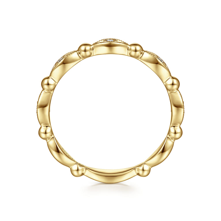 14K Yellow Gold Bujukan Marquise Station Diamond Ring - 0.05 ct - Shot 2