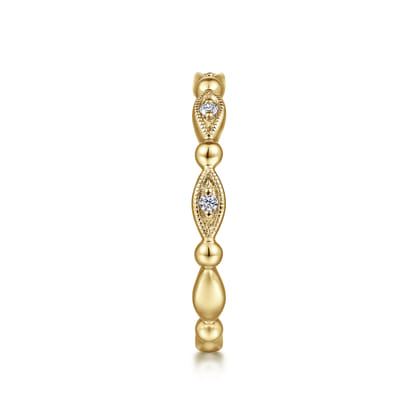 14K Yellow Gold Bujukan Marquise Station Diamond Ring