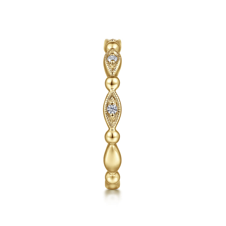 14K Yellow Gold Bujukan Marquise Station Diamond Ring - 0.05 ct - Shot 4