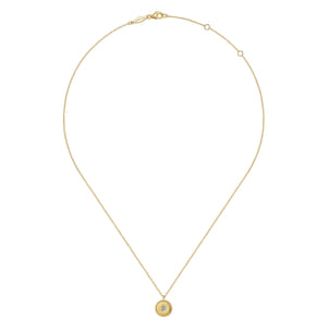 14K Yellow Gold Bujukan Medallion Necklace with Starburst Diamond Center