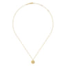 14K Yellow Gold Bujukan Medallion Necklace with Starburst Diamond Center - 0.02 ct
