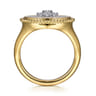 14K Yellow Gold Bujukan Mother of Pearl Inlay and Diamond Starburst Signet Ring - 0.17 ct