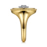 14K Yellow Gold Bujukan Mother of Pearl Inlay and Diamond Starburst Signet Ring - 0.17 ct