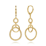 14K Yellow Gold Bujukan Multi Circle Leverback Earrings