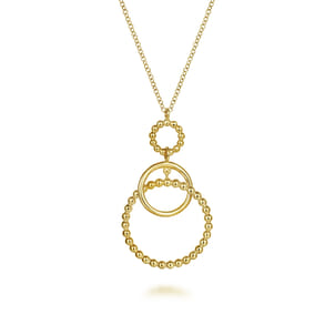 14K Yellow Gold Bujukan Multi Circle Pendant Necklace