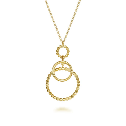 14K Yellow Gold Bujukan Multi Circle Pendant Necklace