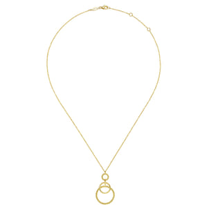 14K Yellow Gold Bujukan Multi Circle Pendant Necklace