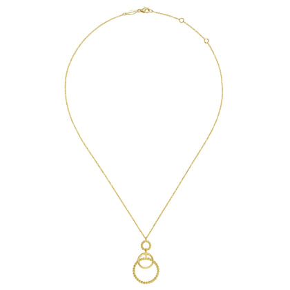 14K Yellow Gold Bujukan Multi Circle Pendant Necklace