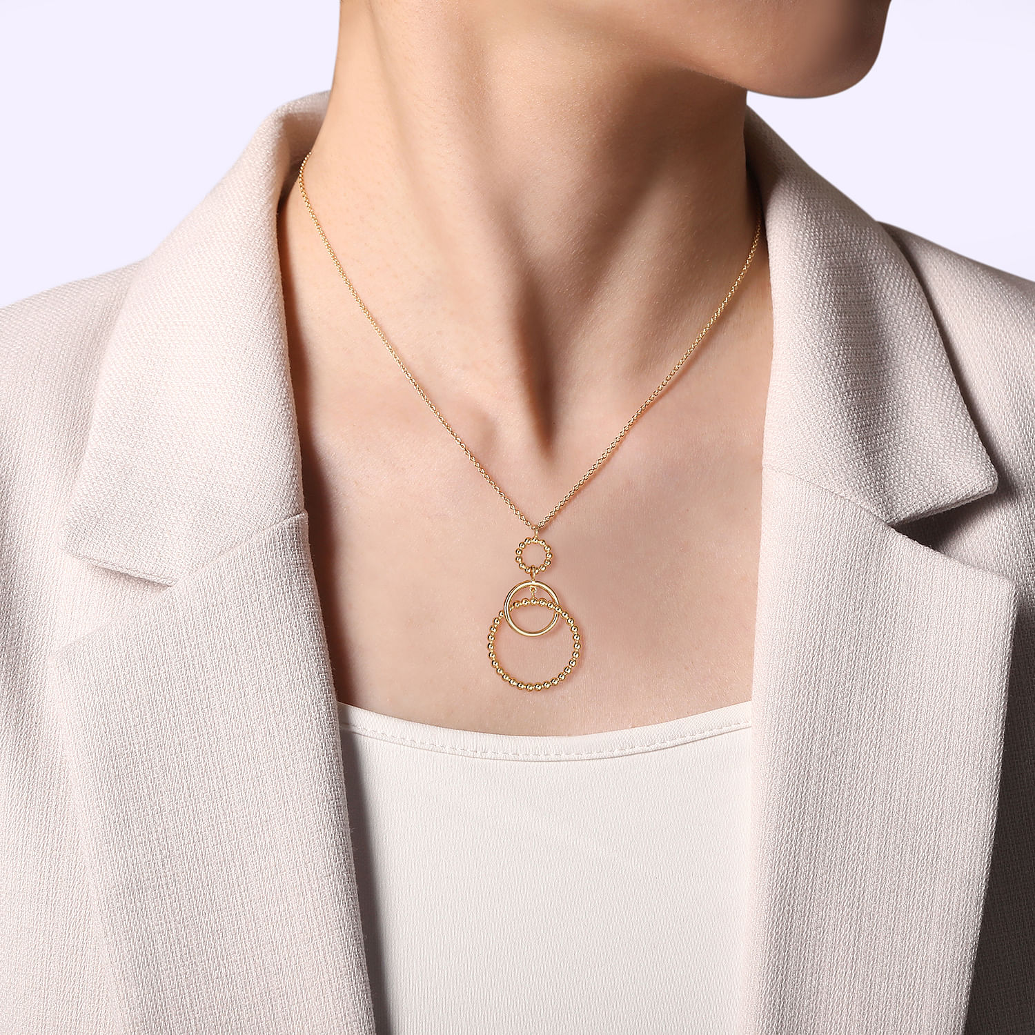 14K Yellow Gold Bujukan Multi Circle Pendant Necklace - Shot 3