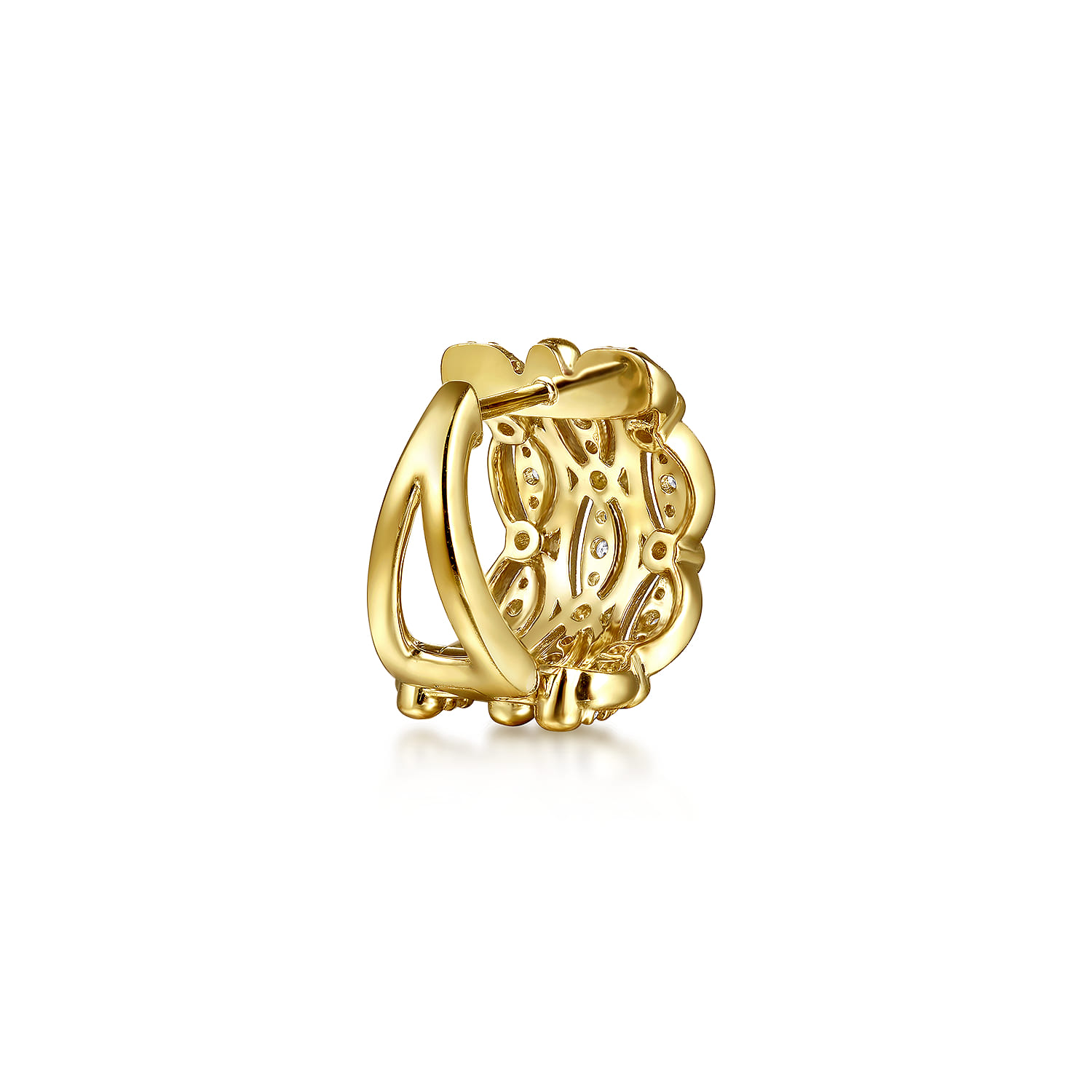 14K Yellow Gold Bujukan Multi Row Diamond Huggie Earrings - 0.5 ct - Shot 3