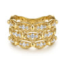 14K Yellow Gold Bujukan Multi Row Diamond Wide Band Ring - 0.5 ct